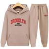 Brooklyn 1898 Printing Women Hoodies+Pants Two Piece Set Hoodies Tracksuits Jogger Pants Thick Warm Clothes