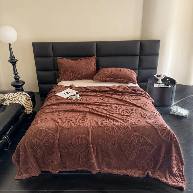 Sofa Warm Lamb Velvet Flannel Cover Soft Butterfly Blanket Bed Cover for Bedding Blanket for Home Office Air Conditioning
