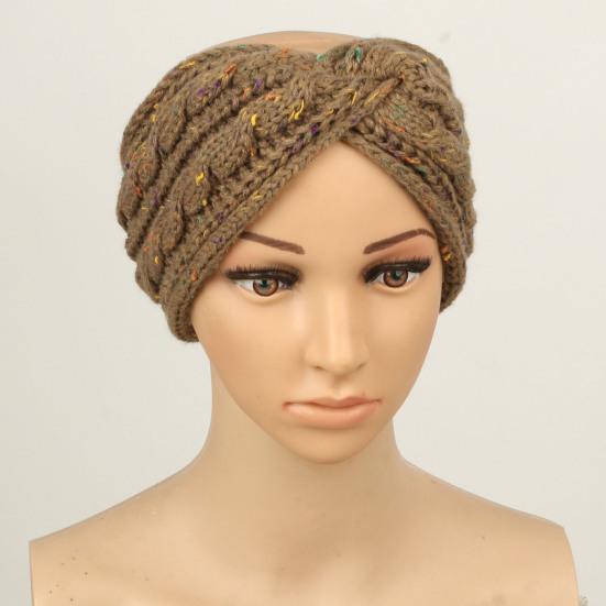 Повязка на голову Мягкая шерстяная вязаная повязка на голову с разноцветными точками Бархатная подкладка Теплая Дышащая Эластичная резинка для волос Аксессуары для волос