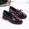 Fashion Women's Black Patent Leather Loafers Platform Slip On Shoes for Women  New Spring British Tassel Casual Bowknot Flats Shoes 2024