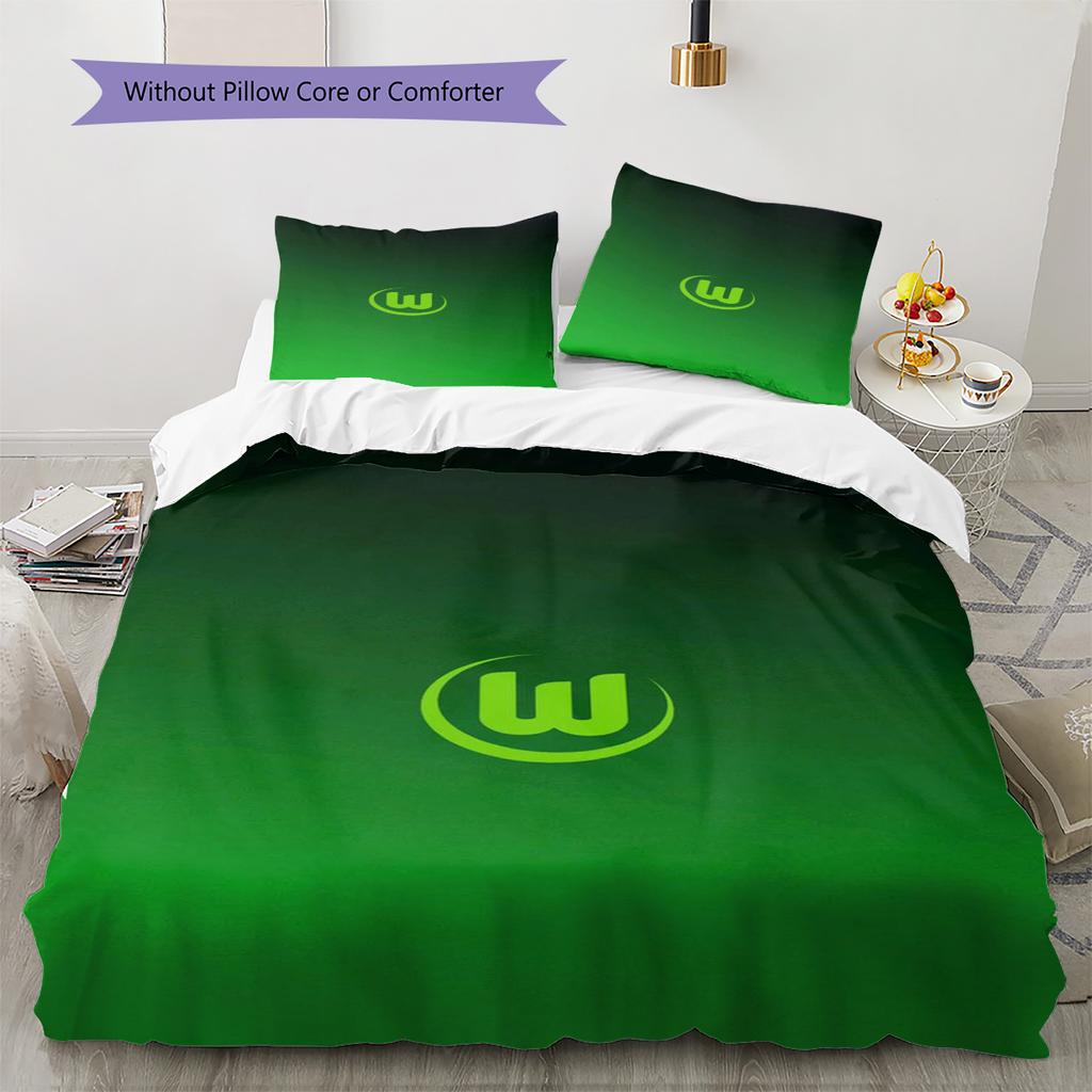 VfL Wolfsburg Pattern Bedding Set Quilt Cover Pillowcase Home Decor Gift (1 * duvet cover + 2 * pillowcase, without core)
