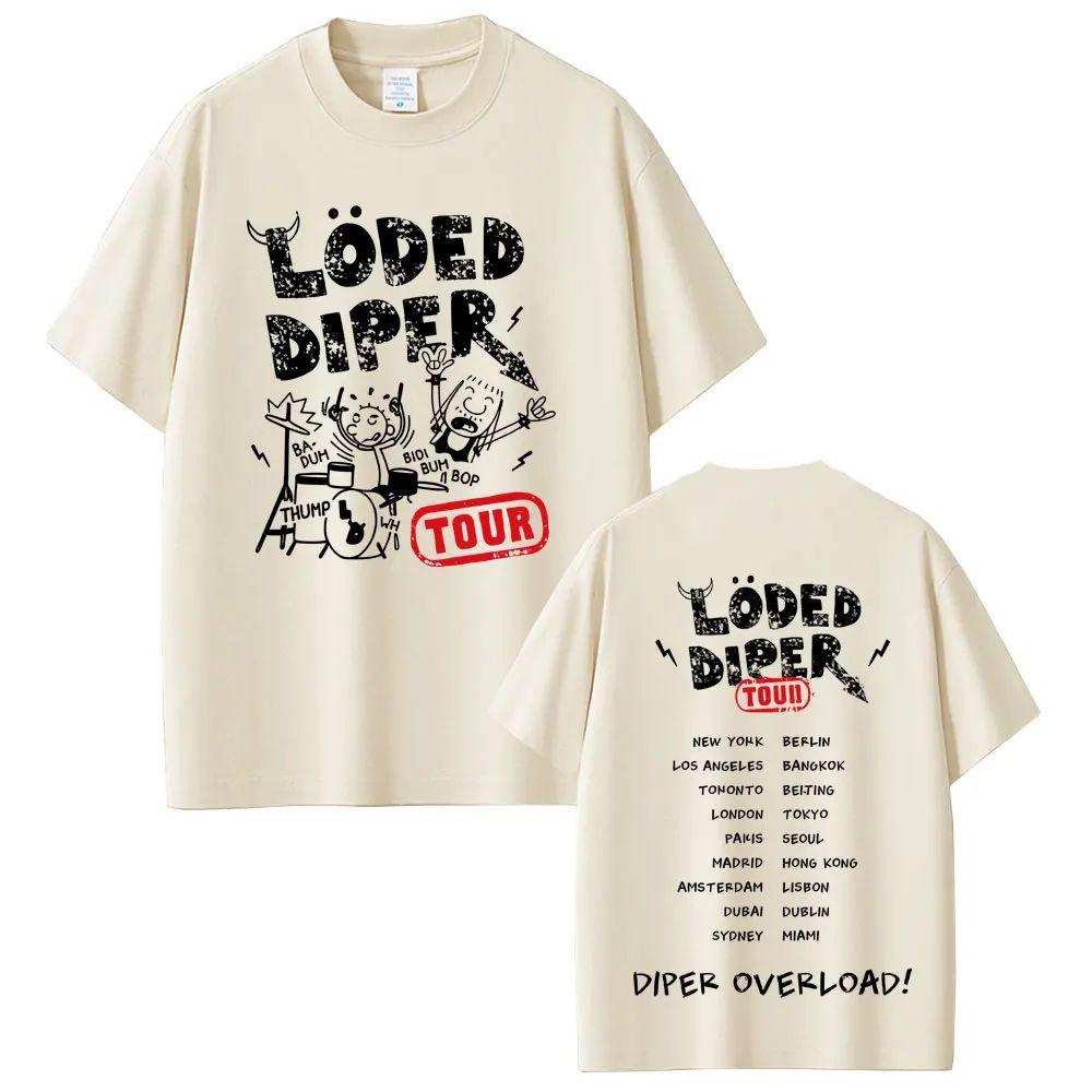 Vintage Rock Harajuku T Shirt Loded Diper Diper Overload Tour Tshirt Oversized Short Sleeve Casual Cotton Print T Shirts Unisex