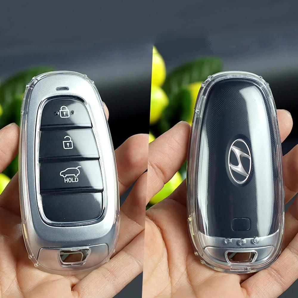Прозрачный ТПУ Чехол-накладка для ключа-пульта для Hyundai Tucson 2023 Santa Fe 4 NEXO NX4 Atos Prime Solaris 2021 Держатель Автоаксессуары