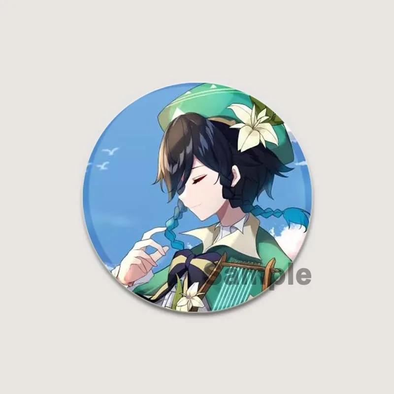 32/44/58 мм мультяшная фигурка Venti Jean HD принт брошь аниме значок Genshin Impact круглая витрина броши значки на лацкан ювелирные изделия подарочный аксессуар