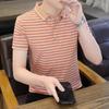 Summer New Pure Cotton Business Men's Short-sleeved T-shirt Printed Casual Youth Lapel Men's Polo Shirt for Men