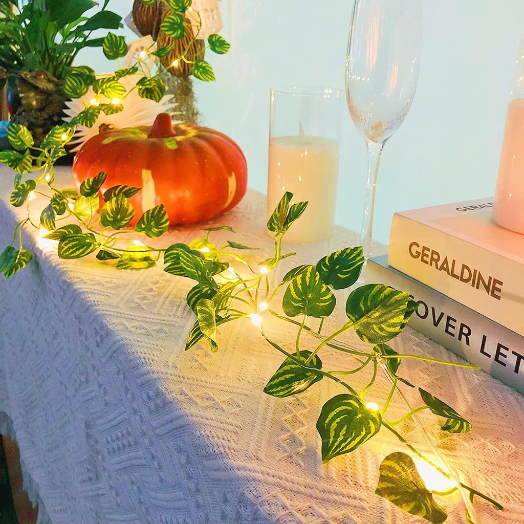 Cross-Border Green Watermelon Leaf LED Copper Wire String Lights for Turtle Green Rattan Decoration