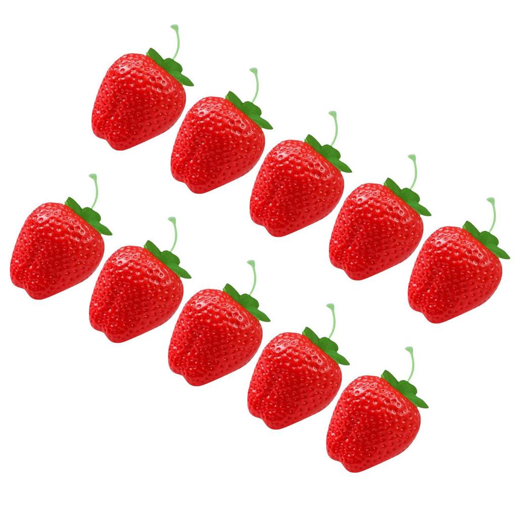 10Pcs Artificial Strawberry Simulation Fruit Model for Home Kitchen Wedding Table Decoration Basket Display Photography