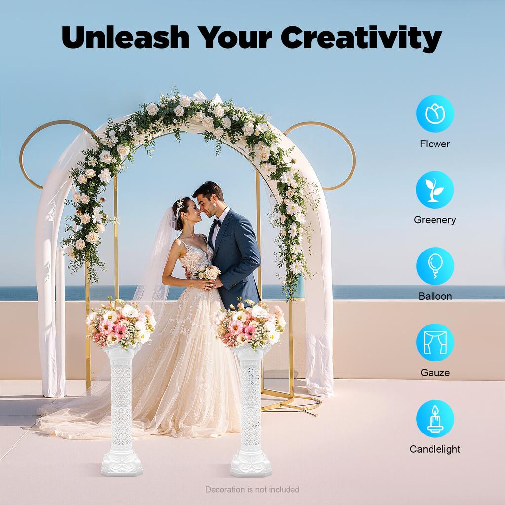 2 шт. Белые римские колонны Европейский стиль Свадебная арка Колонна для вечеринки Садовый декор Центральный элемент Узор в виде сердца