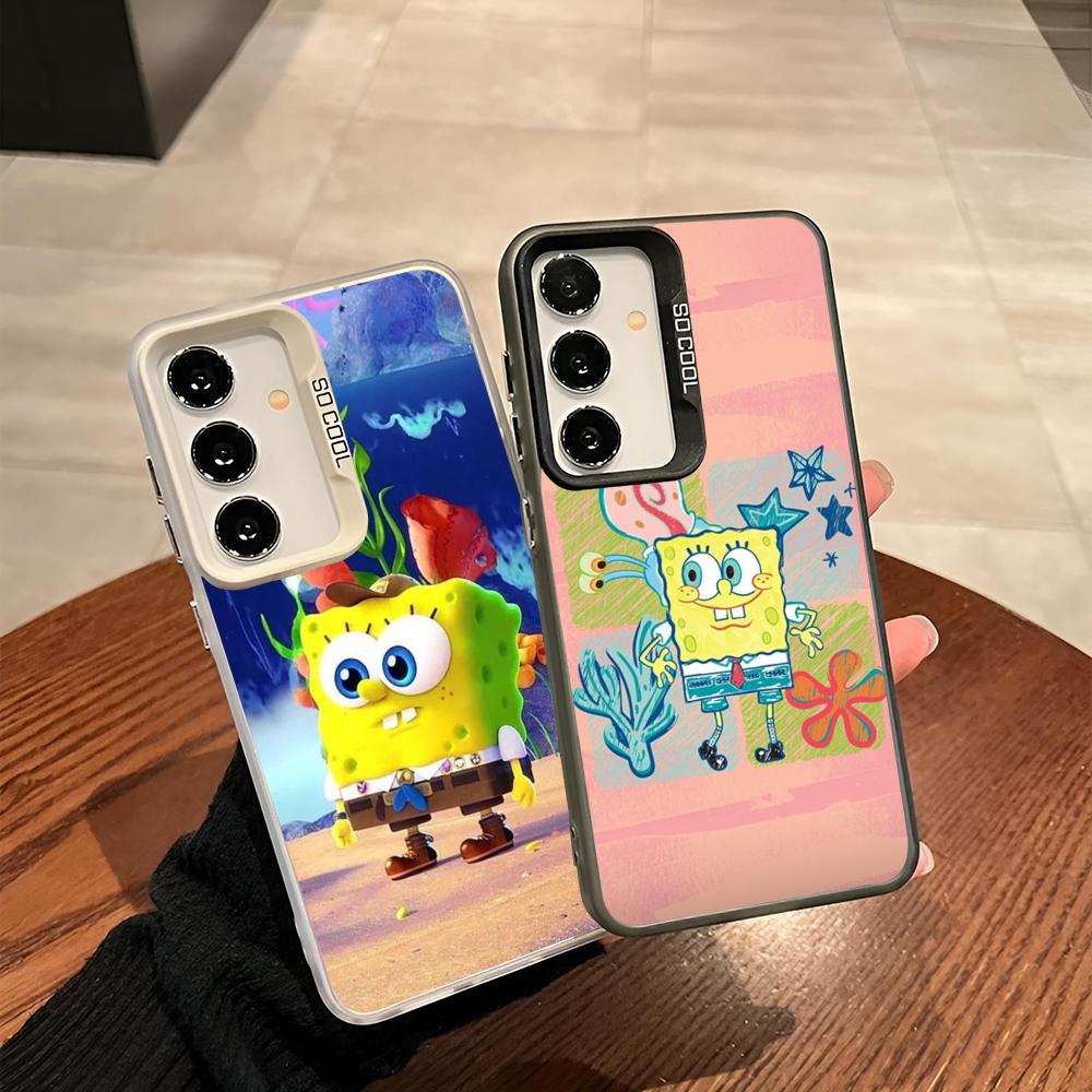 S-SpongeBobs P-Patrick Star Phone Case For Samsung Galaxy S24 S23 S22 S21 S20 Note20 Ultra Plus Fe colored silver Cover