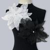 1PC Multi Layered Organza Three-dimensional Flower Crystal Studded Pearl Dress Decoration With Brooch Clothing Accessories