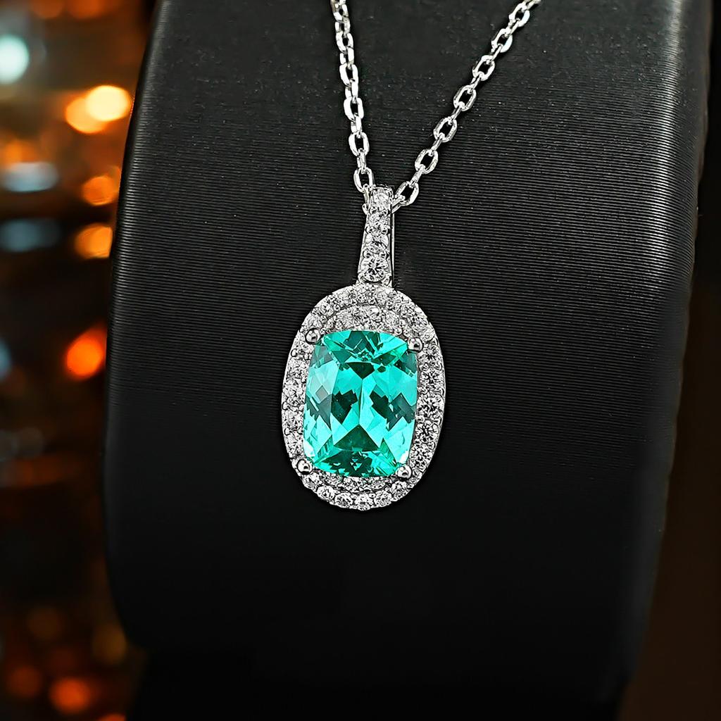 Sparkling Paraiba Laboratory Cultivates Diamonds S925 Silver Collarbone Necklace, Women's High-end Pendant Jewelry Gift