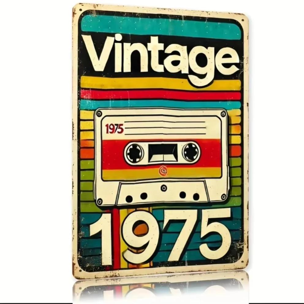 Tinplate Painting2d RETROTAPECZ 1975 Sign Gift Vintage Metal Art Cassette Decor Perfect for Gen Xers Retro Audio Aficionados