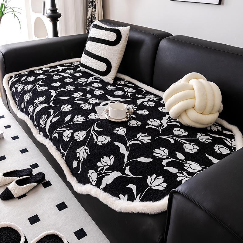 French Entry Lux Sofa Seat Cushions Irregular Shaped Cover Chenille Four Seasons Universal Non-Slip Velvet Feeling Cover Towel