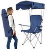 Outdoor Single Chair with Ceiling & Cup Holder Folding Fishing Chair Sun Protection Portable Sunshade Chair for Poolside Travel