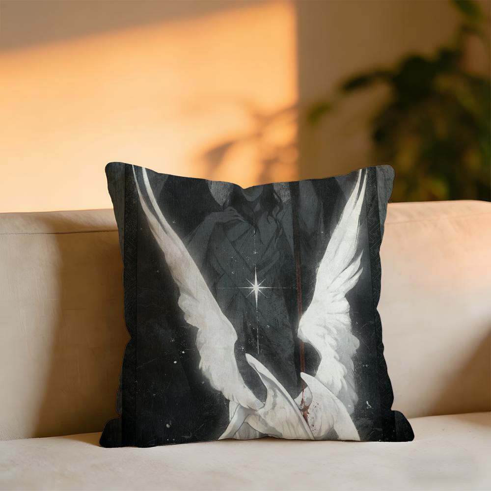 Angels And Demons Cushion Cover Cozy Velvet Throw PillowSoft Warm Cushion For Sofa Bed