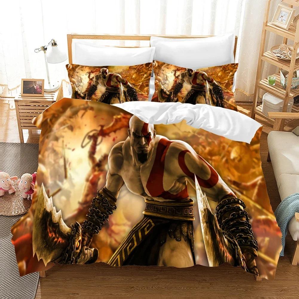3D цифровая игра God of War Print Комплект постельного белья Game Handle Print Design Duvet Cover Sets USAUEURU SingleTwinQueenKing Size