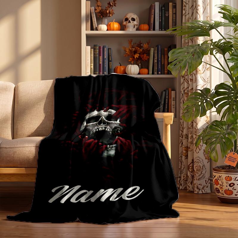 Dark Gothic Custom Flannel Blankets Soft Warm Cozy Throws for Home Decor Holiday Gifts