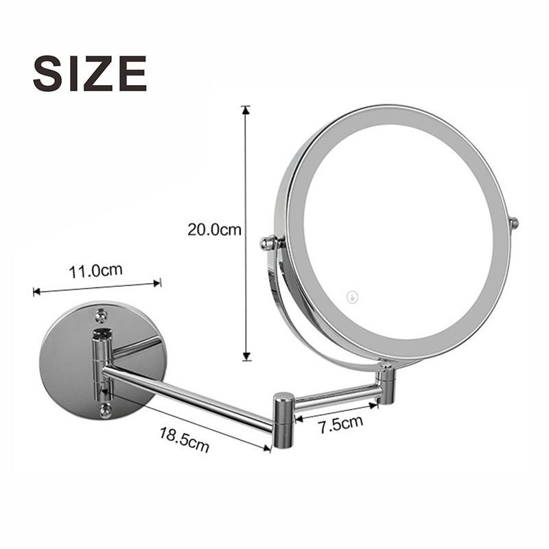 8 Inch Wall Mounted Makeup Mirror 5/7/10X Magnifying Double Side Folding Arm Extend USB Charging Bathroom Smart Cosmetic Mirrors