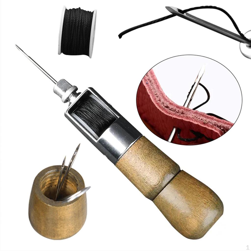 Leather Sewing Awl Stitch Leathercraft Supplies with Waxed Thread Repair Tool for