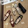 French Evening Breeze Temperament Small Leather Shoes Women's 2025 Spring and Autumn New Flat-bottomed Retro Single Shoes Mary Jane Shoes