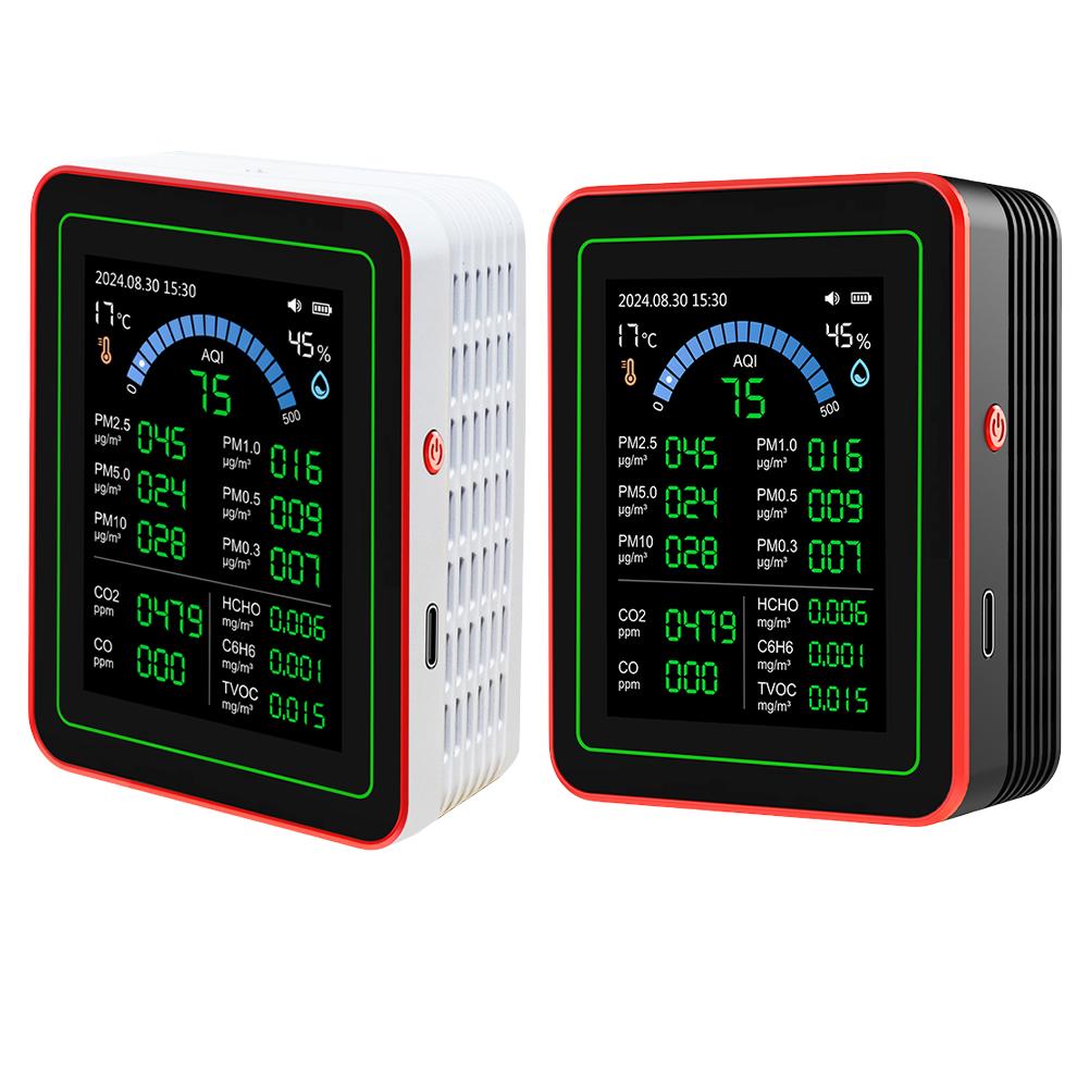Монитор качества воздуха 18 в 1 Датчики обнаруживают CO2 PM2.5/PM10 HCHO TVOC Внутренний детектор воздуха в реальном времени для дома, автомобилей, растений и домашних животных