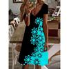 Women's 3D Printed Floral Print V-neck Dress for Summer