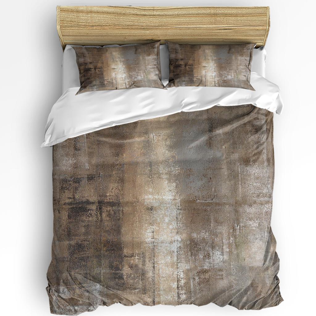 Масляная живопись Абстрактный Геометрический Желтый Серый Пододеяльник с Наволочкой 3шт Комплект Постельного Белья Покрывало Двуспальная Кровать Домашний Текстиль