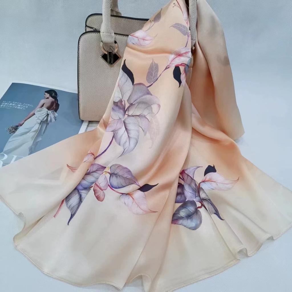 Высокое качество 100% шелковый шарф шаль хиджаб обертывание женский цветочный весна лето пляж шелковые шарфы