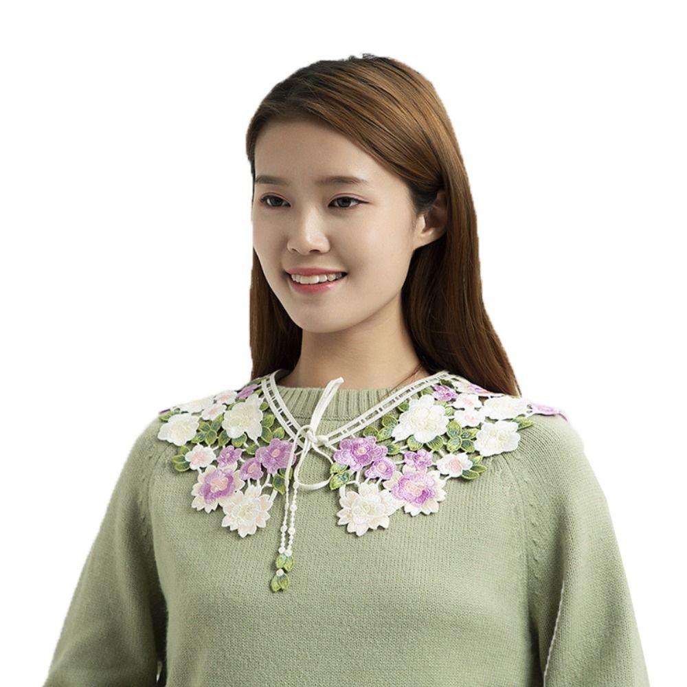 Floral Embroidered Flower Fake Collar Detachable Lace Neckline Lace Collar Women/girls