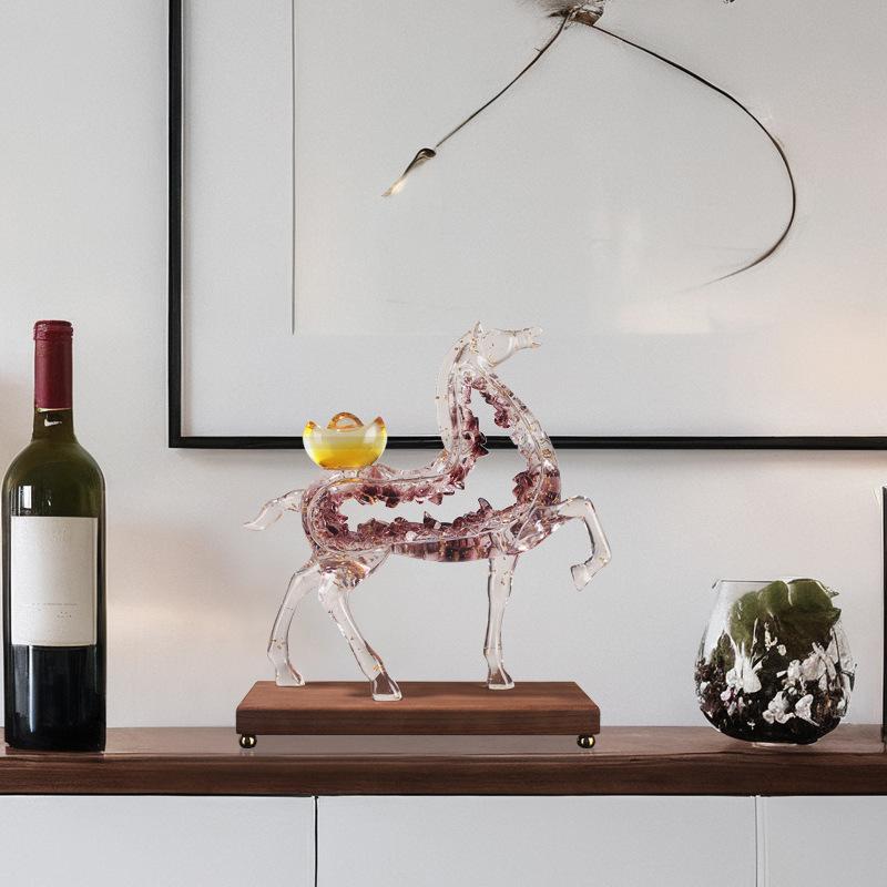 Horses To Success Office Ornaments Opening Gifts Light Luxury High-end Living Room Wine Cabinet Glass Cabinet High-end Feel Horse