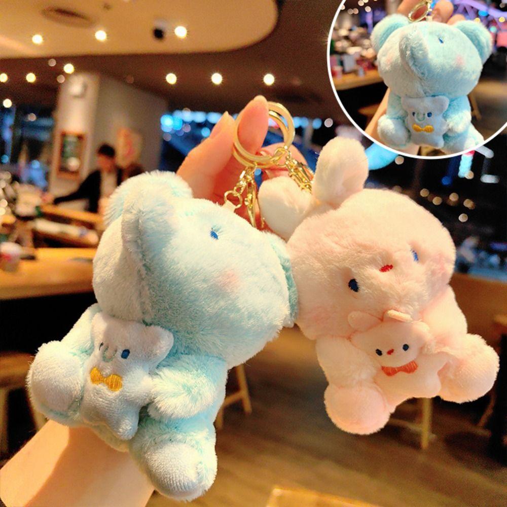 Animal Plush Animal Keychain Bear Hugging Series Plush Doll Keyring Doll Machine Prize