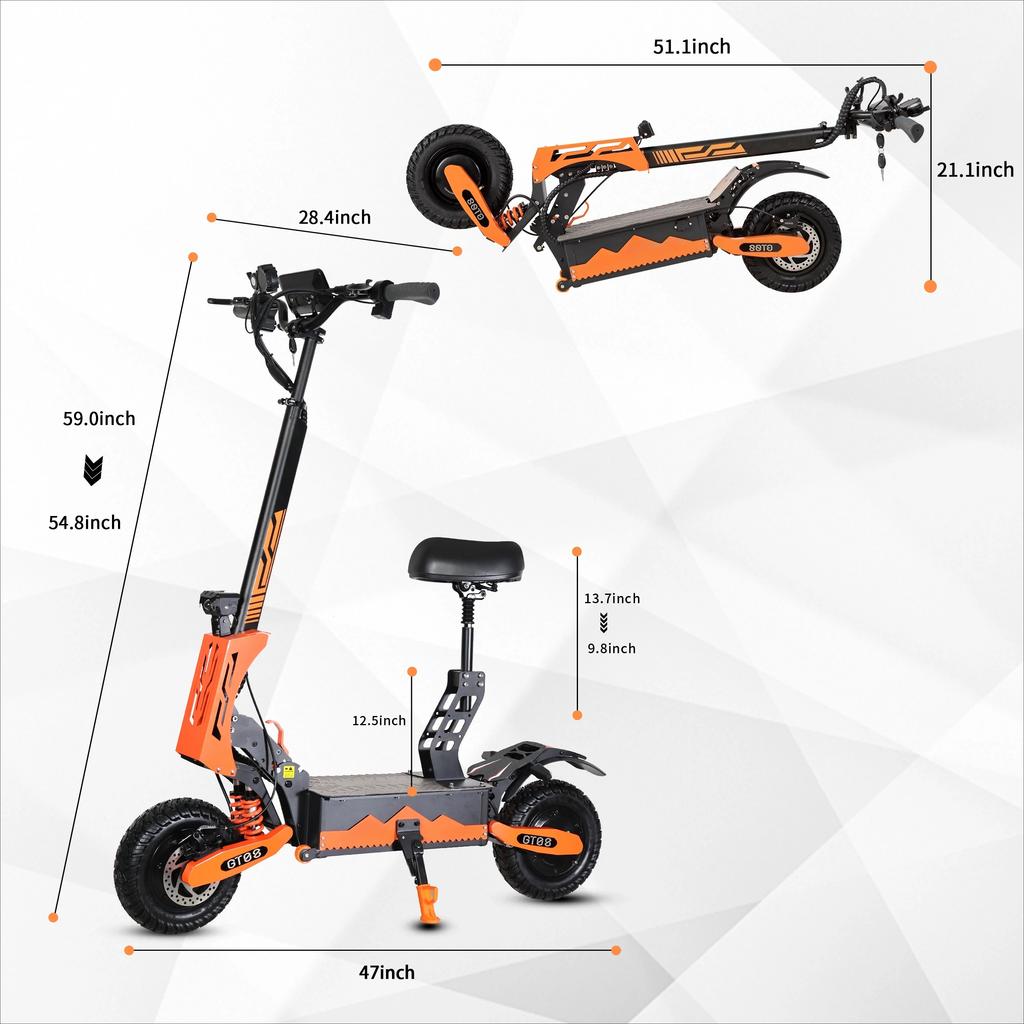 Elite 5600W Dual Motor Adult Electric Scooter Top Speed 46MPH 60V27AH 11-inch Off-Road Tires Sport Folding eScooter with SeatPro