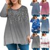 Women's Fashion Large Size Round Neck Long Sleeve Casual Print Loose Pullover Top