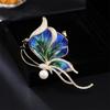 High-end Freshwater Pearl Butterfly Brooch Antique Exquisite Zircon Fashion Enamel Insect Elegant Coat Jacket Accessories