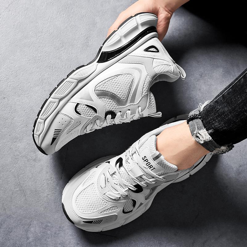 Летние мужские кроссовки Pop Daddy с толстой подошвой, классическая сетчатая поверхность, дышащие, повседневные кроссовки для бега, мягкая подошва, нескользящая спортивная обувь