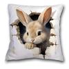2D Effect Easter Bunny Pillow Cover Cute Peeking Rabbit Print Soft Cozy For Sofa Bed Living Room Spring Easter Decor Gifts