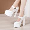15cm Small Size 32-43 Extremem Block High Heels Shoes 2025 Fall Shallow Thick Chunky Platform Shoes Women Pumps Sexy Model Party