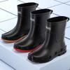 Beef Tendon Rain Shoes Men's Medium Tube Waterproof, Non-slip and Wear-resistant Rain Boots Warm Fishing Kitchen Water Boots Work Rubber Shoes