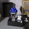 7 Heads Artificial Rose Bouquet Little Bear Gift Box Handmade False Flower Bouquet Mother's Day Birthday Party Gifts Home Decor