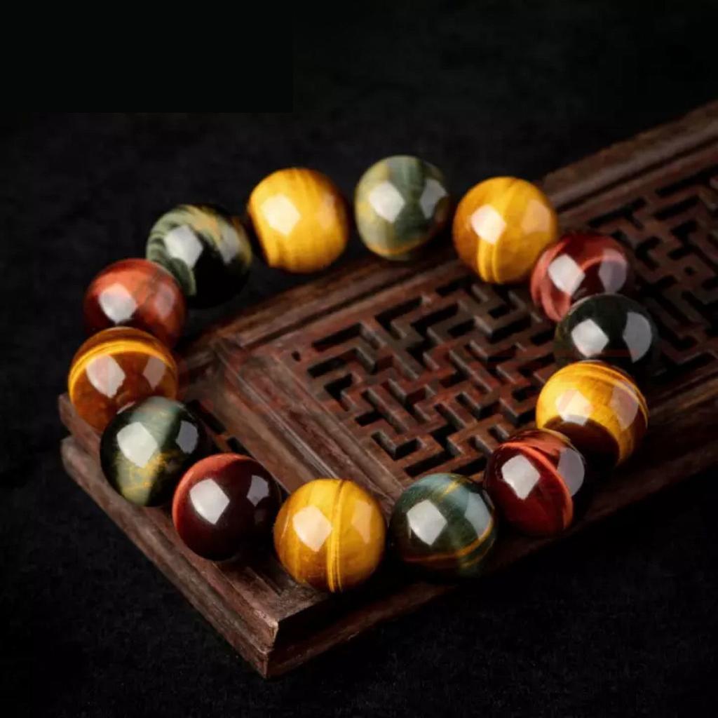 8-14mm Genuine Color Tiger Eye Hand String Tiger Natural Stone Bracelet Mens for Jewelry Making Design Gifts For Boy Friend
