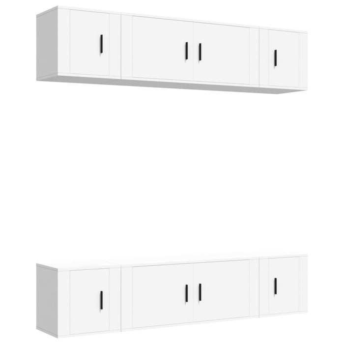 Meuble TV - Maison Exclusive - Ensemble 6 pcs - Blanc - Bois d'ingénierie