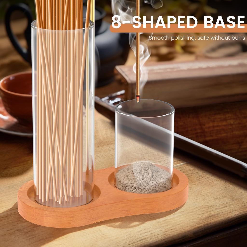 2 In 1 Incense Holder for Sticks Anti-Ash Flying Incense Burne with Glass Ash Catcher and Sticks Organizer for Meditation Yoga