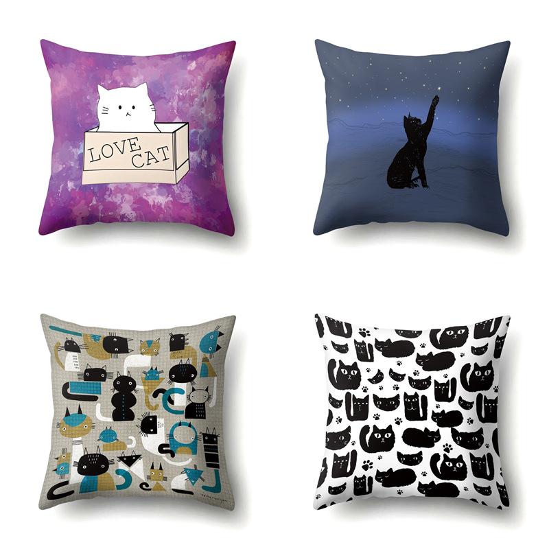 Полиэстеровая наволочка с мультяшным принтом животного, бархатная наволочка из персиковой кожи, наволочка на поясничную подушку, чехол для поясничной подушки для автомобиля