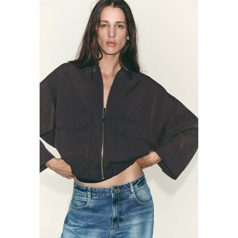 Zbzr Autumn New Women Clothes Western Style Lapel Loose Mouth Pocket Decoration Long Sleeve Jacket 8372291-