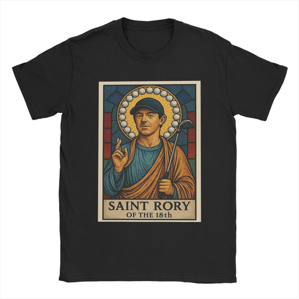 Винтажная футболка Saint Rory of the 18th Rory McIlroy для мужчин, хлопковая футболка с круглым вырезом, футболки с коротким рукавом, принтованные топы