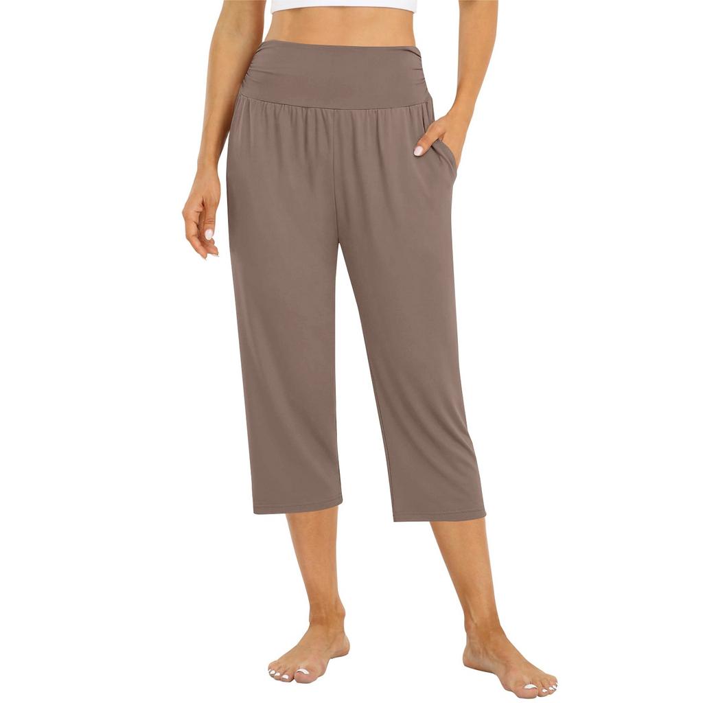 Женские брюки летние свободные штаны для йоги удобные тренировочные штаны с карманами