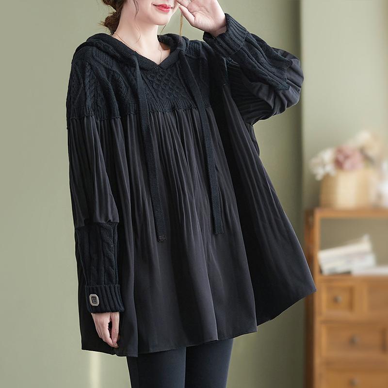 Dimanaf Женский свитер больших размеров, свободные толстовки и свитшоты, повседневные осенние лоскутные базовые модели 2022, вязаный новый пуловер, свитера с круглым вырезом