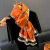 Fashion Color Woven Pattern Khaki Imitation Cashmere Scarf Women's Autumn Versatile Long Autumn Outer Shawl Scarf