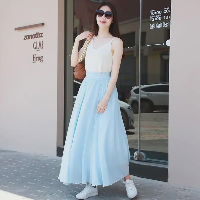 Миниатюрная белая двухслойная шифоновая юбка для пляжных танцев