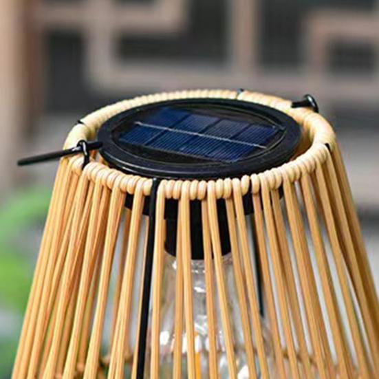 Солнечная бамбуковая лампа из ротанга с датчиком освещенности, автоматическое включение/выключение, IP65, водонепроницаемая, в стиле ретро, ​​ручная работа